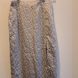 Leopard Print Soft Pink Silk Skirt (with slit)